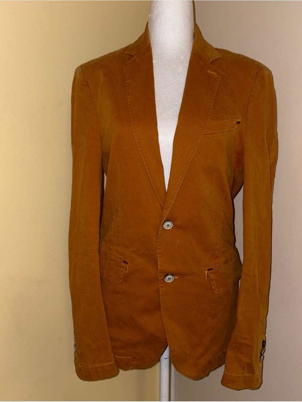Zara Men’s Rust Brown Single-Breasted Blazer M